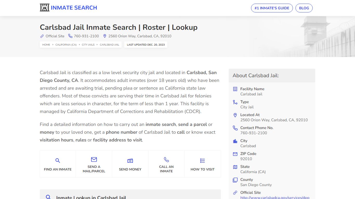 Carlsbad Jail Inmate Search | Roster | Lookup